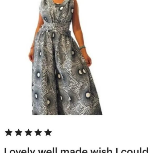 Convertible Maxi Dress with Pockets – Ankara Wax Print Cotton (M-3XL) - Picture 5 of 6